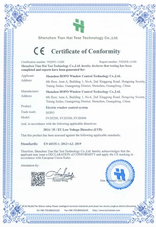 CE certificate of conformity