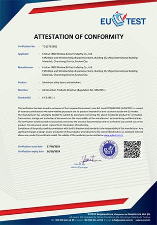 EU Test attestation of conformity