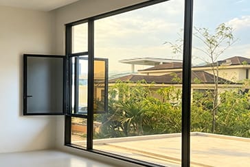 Tinted floor-to-ceiling window