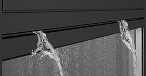 Water draining from a window frame under test