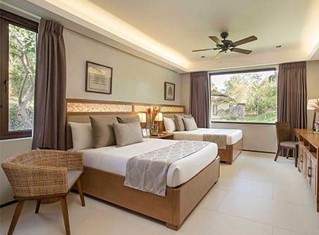 A guest room with a sliding unit