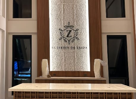 Reception with narrow-sightline fixed glazing