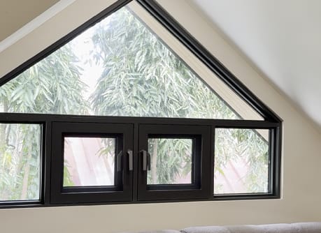 The gable window made to the roof pitch