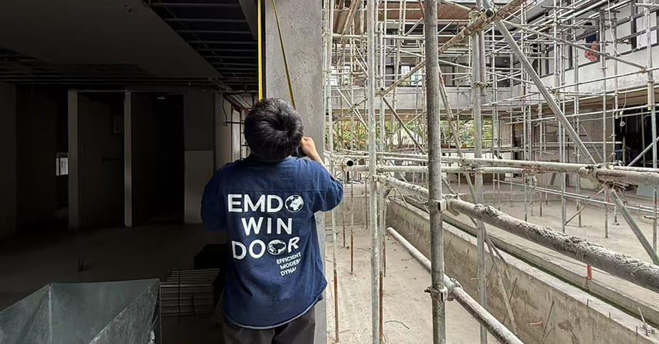 EMD technician measuring openings on site